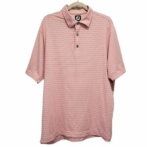 FootJoy Short Sleeve Striped Stretch Polo Golf‎ Shirt Mens Size XL Coral …